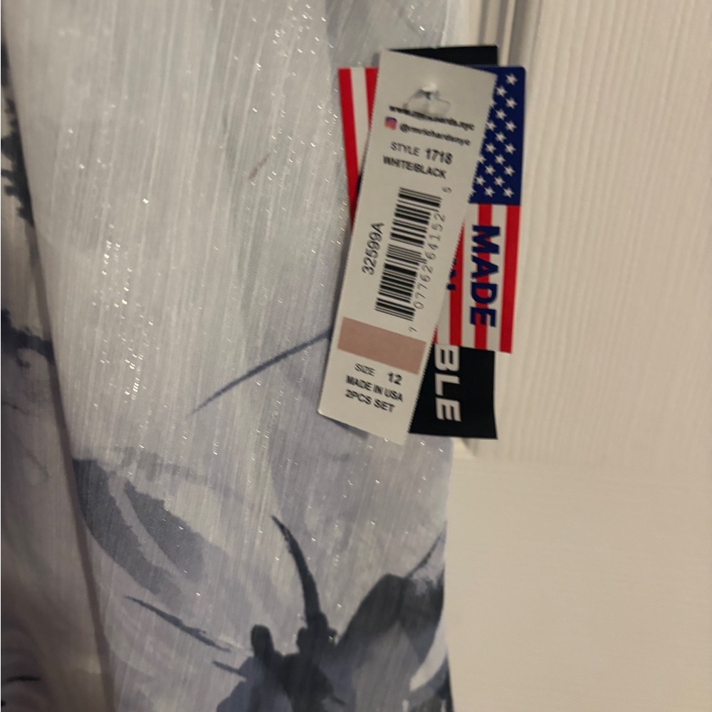 R&M Richards Floral White and Gray Dress